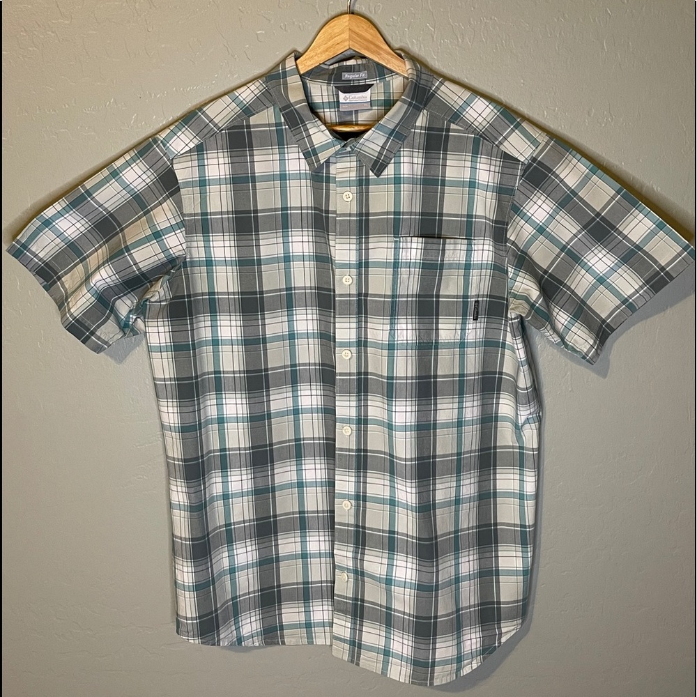 Columbia men’s casual shirt green plaid size XL